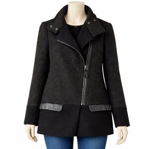 Mackage Luxury Wool and cashmere blend Asymmetrical Zip – Leather Trim – Size M